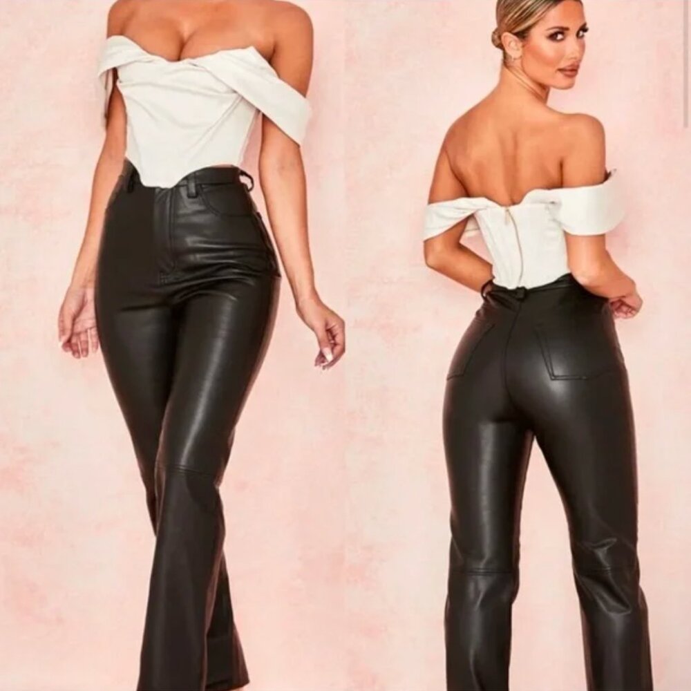 HOUSE OF CB Inaya black stretch vegan leather trousers